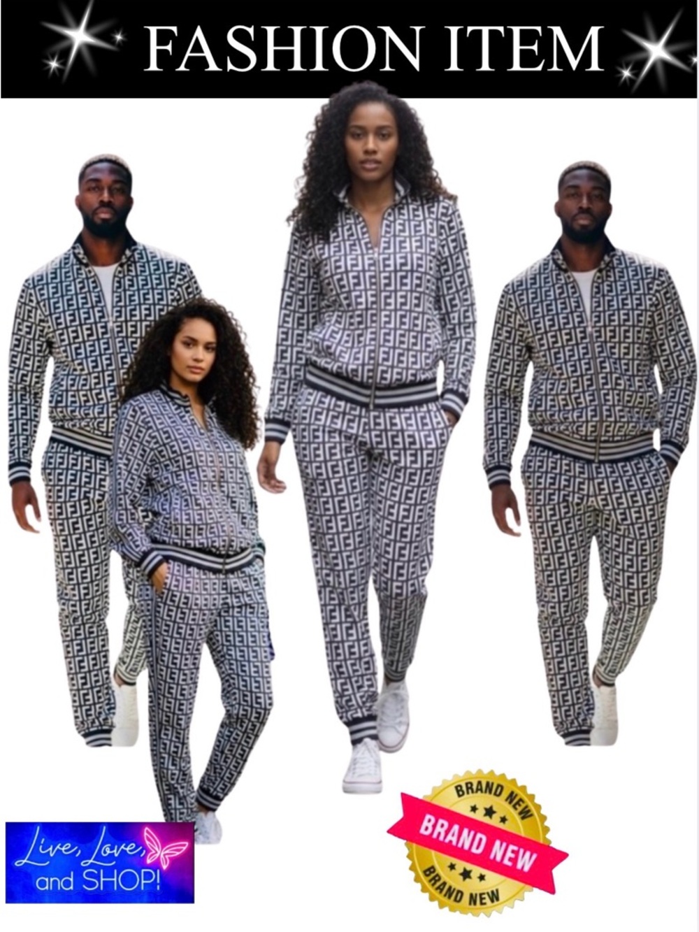 TRACKSUIT: Moderno Italy Design Black & White, Unisex. NWT